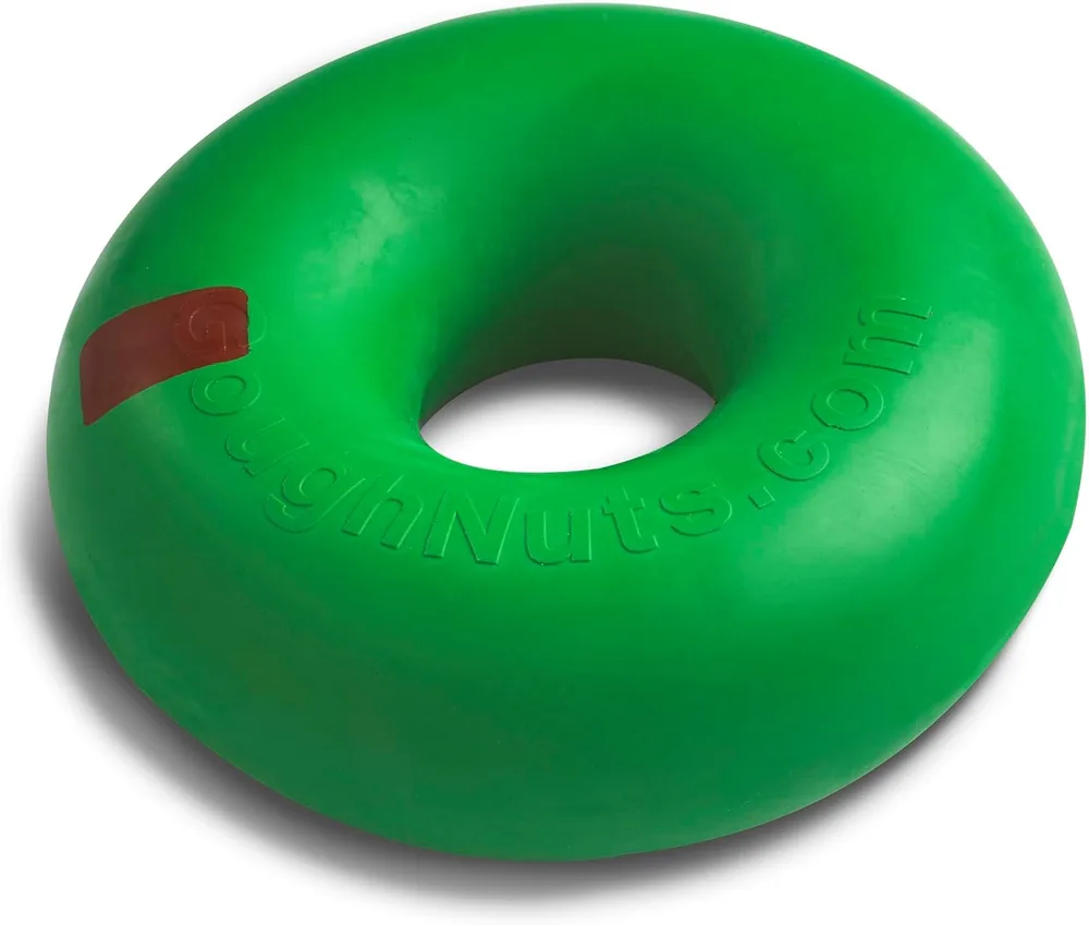 Goughnuts large green natural rubber ring chew toy for power chewers
