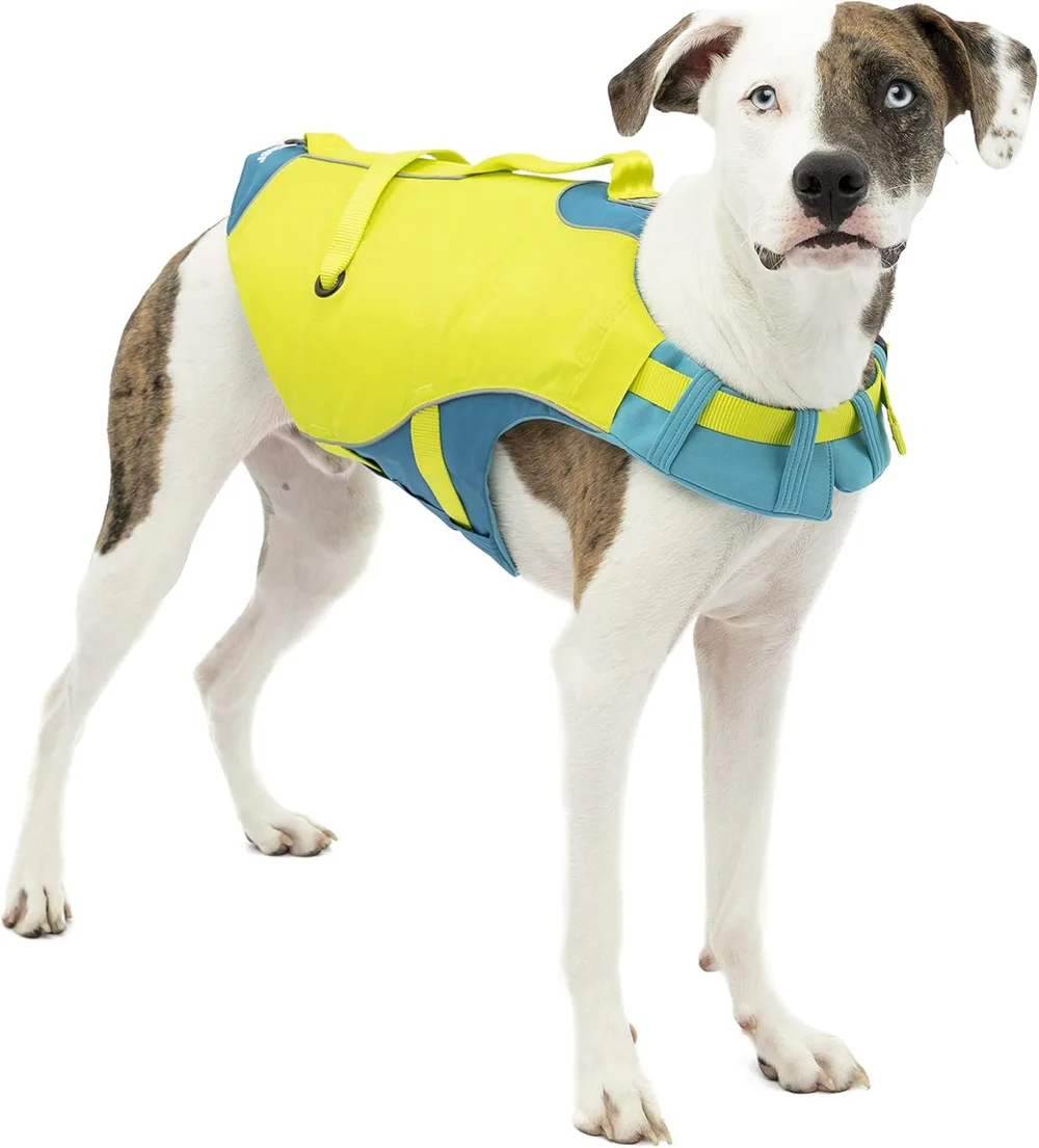 Kurgo Surf n' Turf dog life jacket with dual grab handles and reflective accents